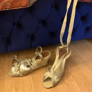 Christian Louboutin Lace-Up Espadrille Wedges 37